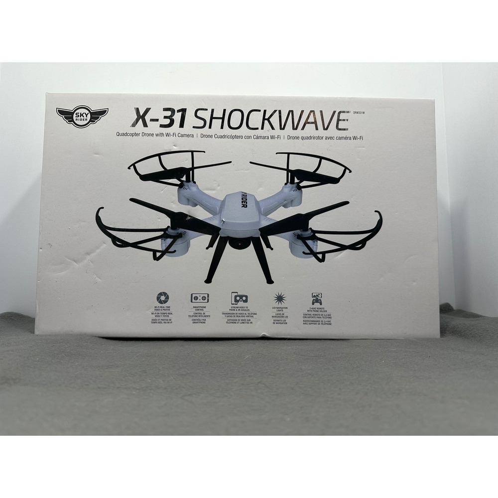 Sky Rider X-31 Shockwave Quadcopter Drone Wi-Fi Camera DRW331W White Black